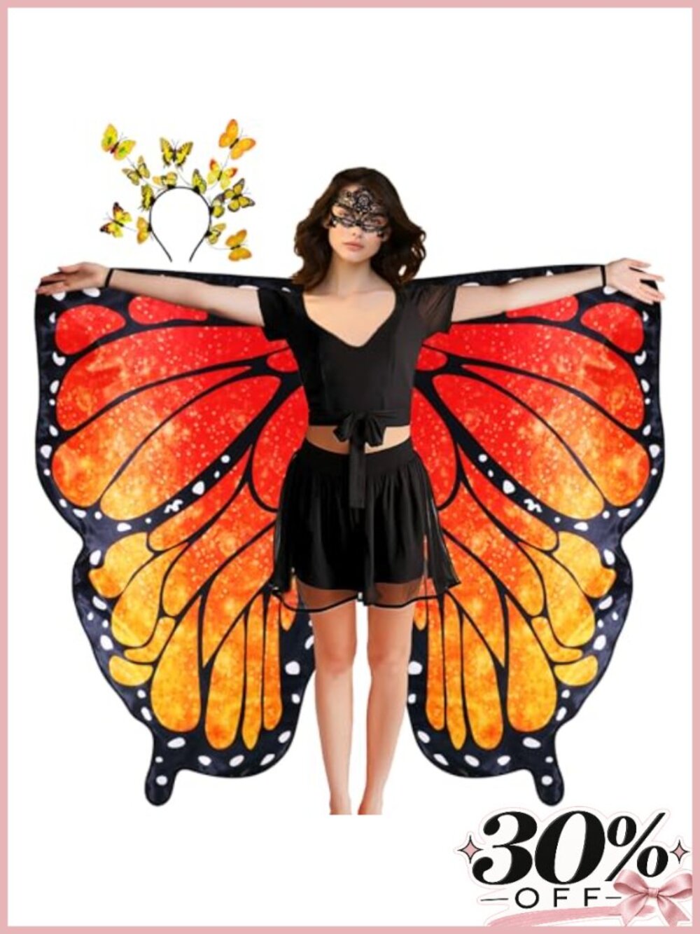 Fairy Butterfly Wings Shawl & Headband Set for Women's Costumes